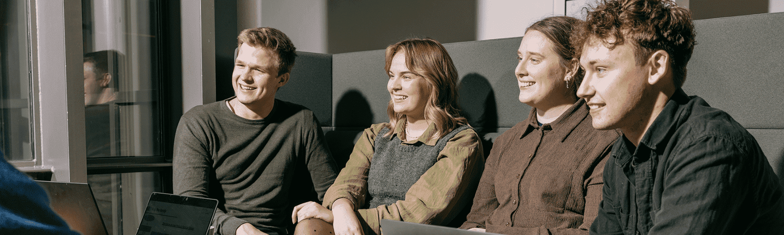 En gruppe af bachelorstuderende i Herning. FOTO: AU FOTO / Jens Hartmann